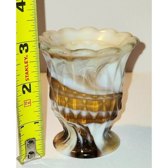 Vintage Imperial Glass swirled Slag Glass Vase With Scalloped Rim & Textured Des - Picture 5 of 5